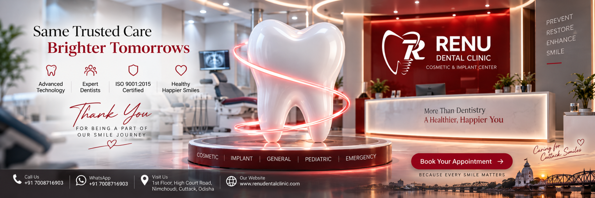 RENU Dental Clinic — Same Trusted Care, Brighter Tomorrows, with appointment and contact details